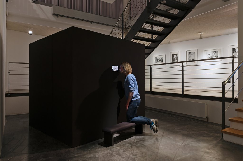 Das Foto zeigt das Obergeschoss des Edith-Russ-Hauses mit der Ausstellungsansicht Şükran Moral: B[R]YZANZ. Foto Franz J Wamhof © Edith-Russ-Haus