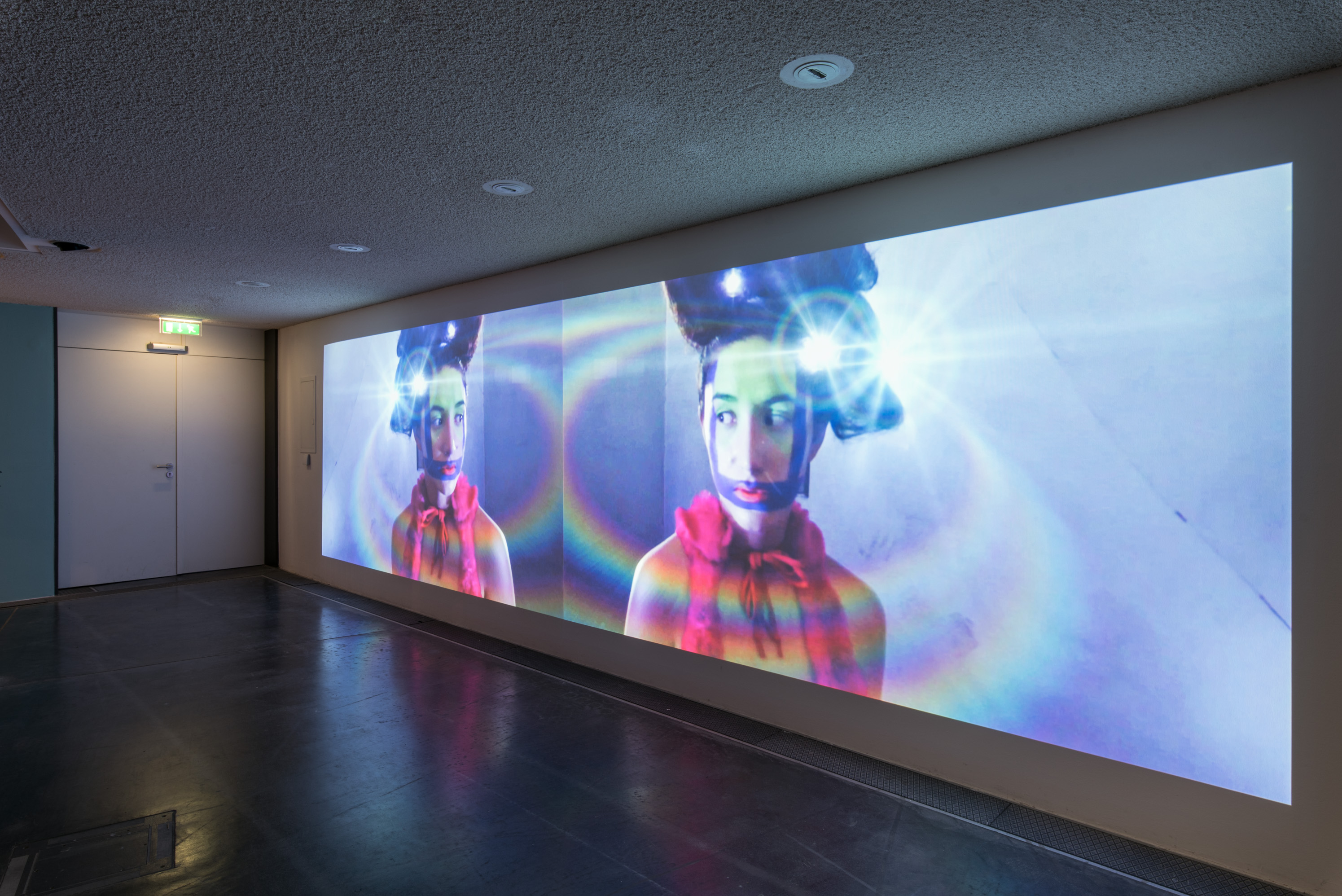 The photo shows the upper floor of the Edith Russ House with the Exhibition view For Beyond that Horizon Lies Another Horizon. Photo © Edith-Russ-Haus