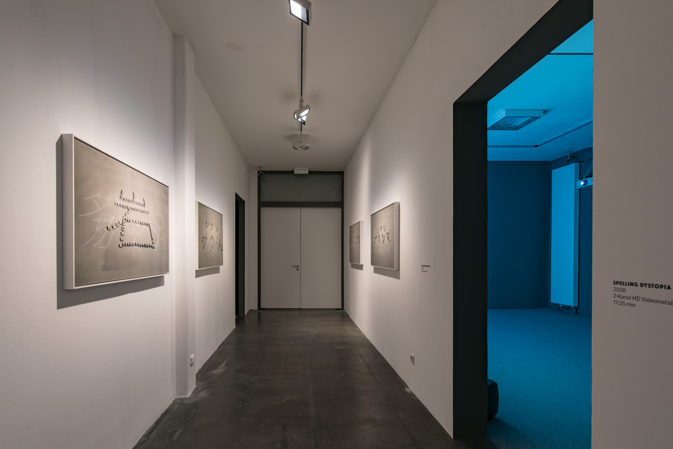 The photo shows the basement of the Edith Russ House with the artwork by Nina Fischer & Maroan el Sani: Spelling Dystopia. Photo © Edith-Russ-Haus