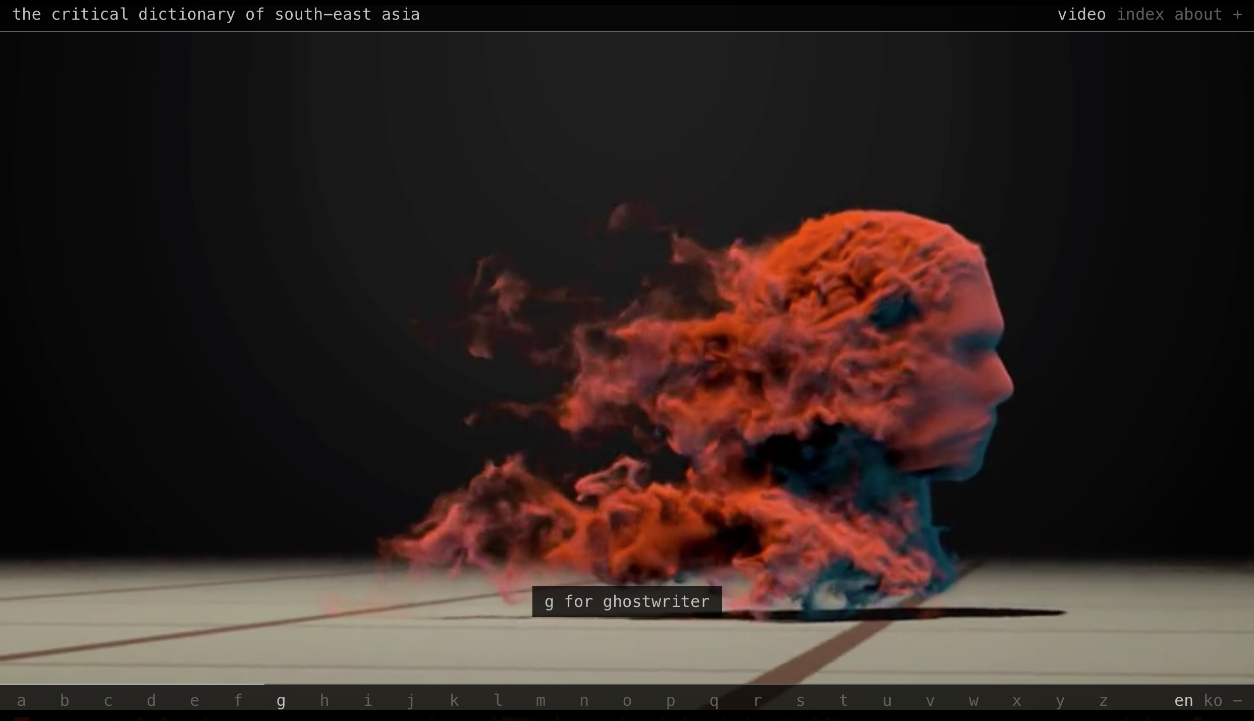 This is an image of the artwork The Critical Dictionary of Southeast Asia, Video still © Ho Tzu Nyen 2012 – ongoing